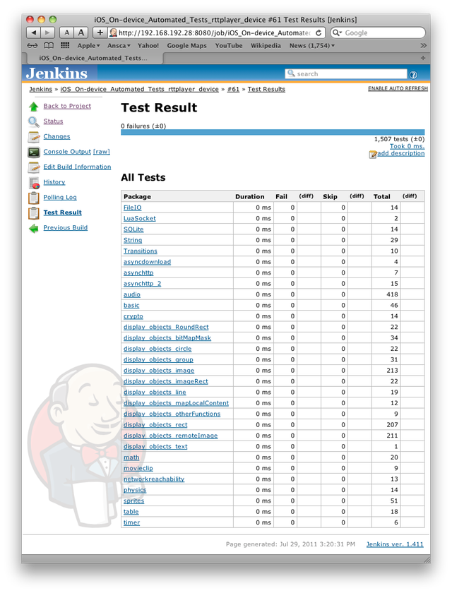 Jenkins TestResultPage
